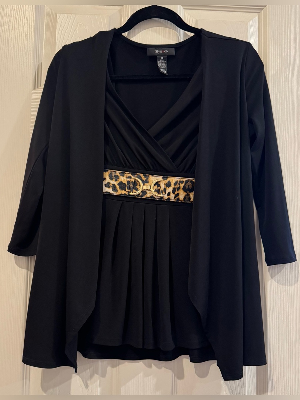 Style & Co. Black Top with Red Logo Accent